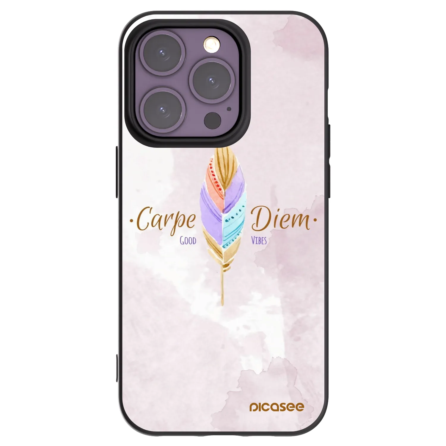 Picasee silikonowe czarne etui na Apple iPhone 14 Pro - Carpe Diem