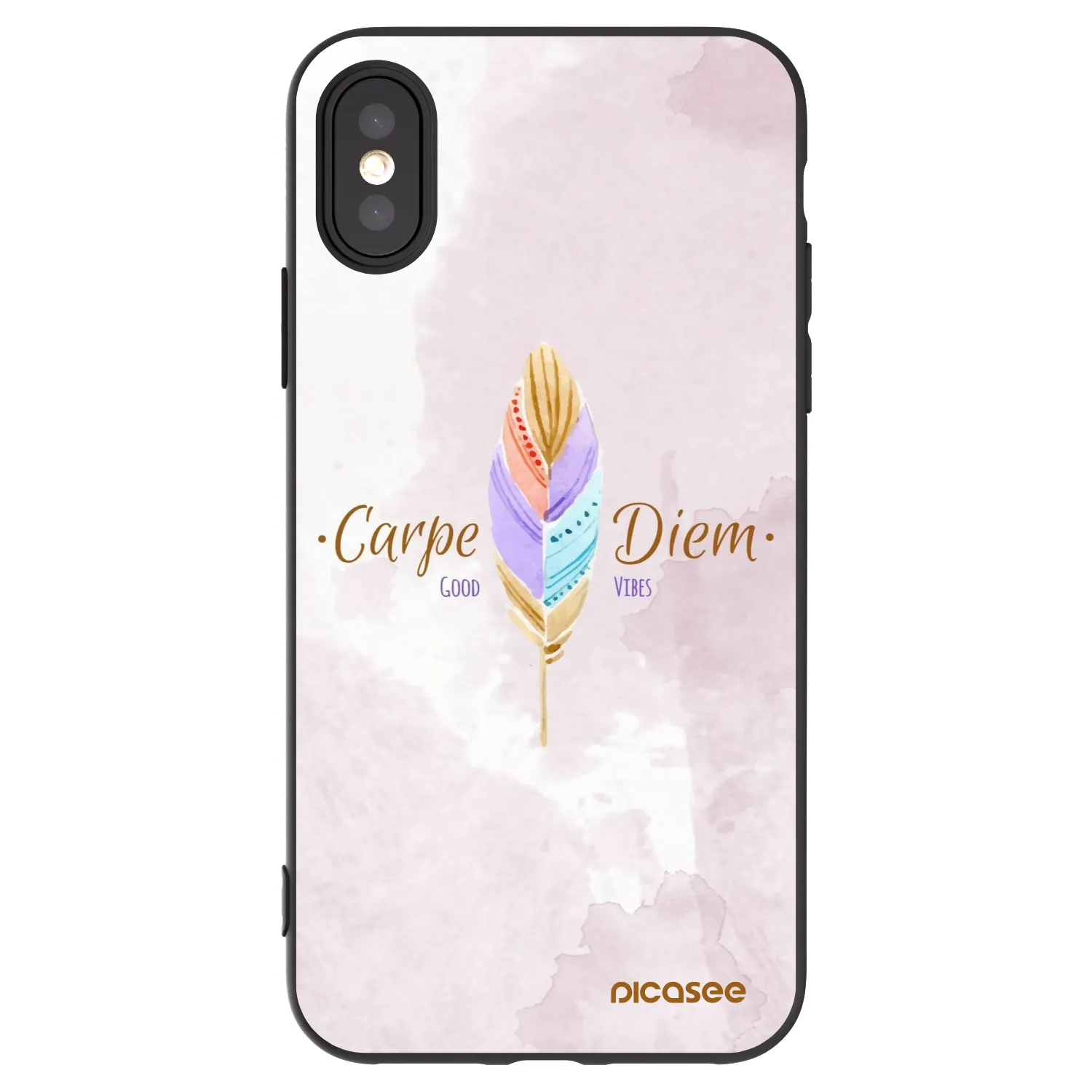Picasee silikonowe czarne etui na Apple iPhone X/XS - Carpe Diem