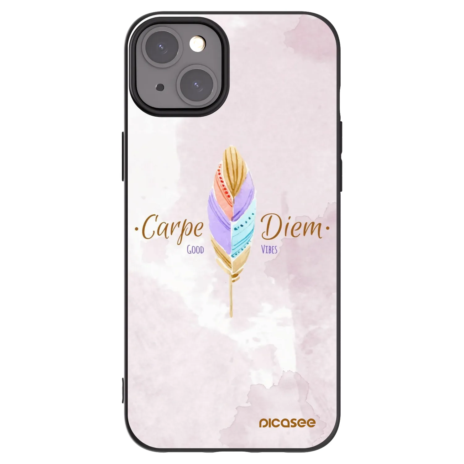 Picasee silikonowe czarne etui na Apple iPhone 15 Plus - Carpe Diem