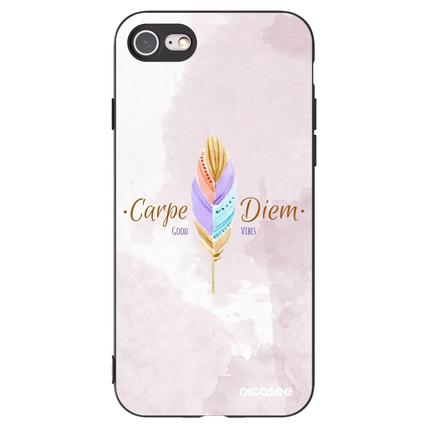 Picasee silikonowe czarne etui na Apple iPhone 7 - Carpe Diem