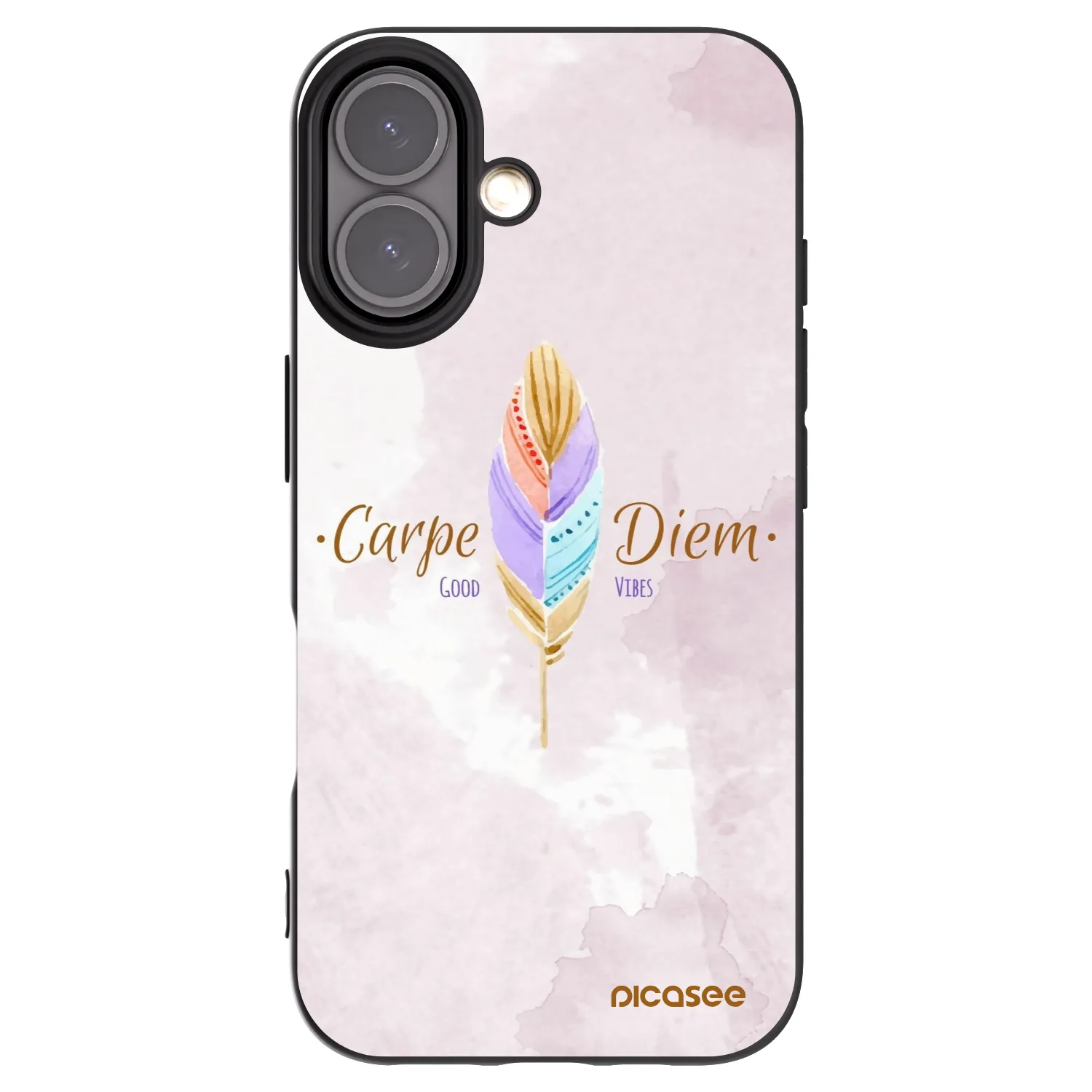 Picasee silikonowe czarne etui na Apple iPhone 16 - Carpe Diem