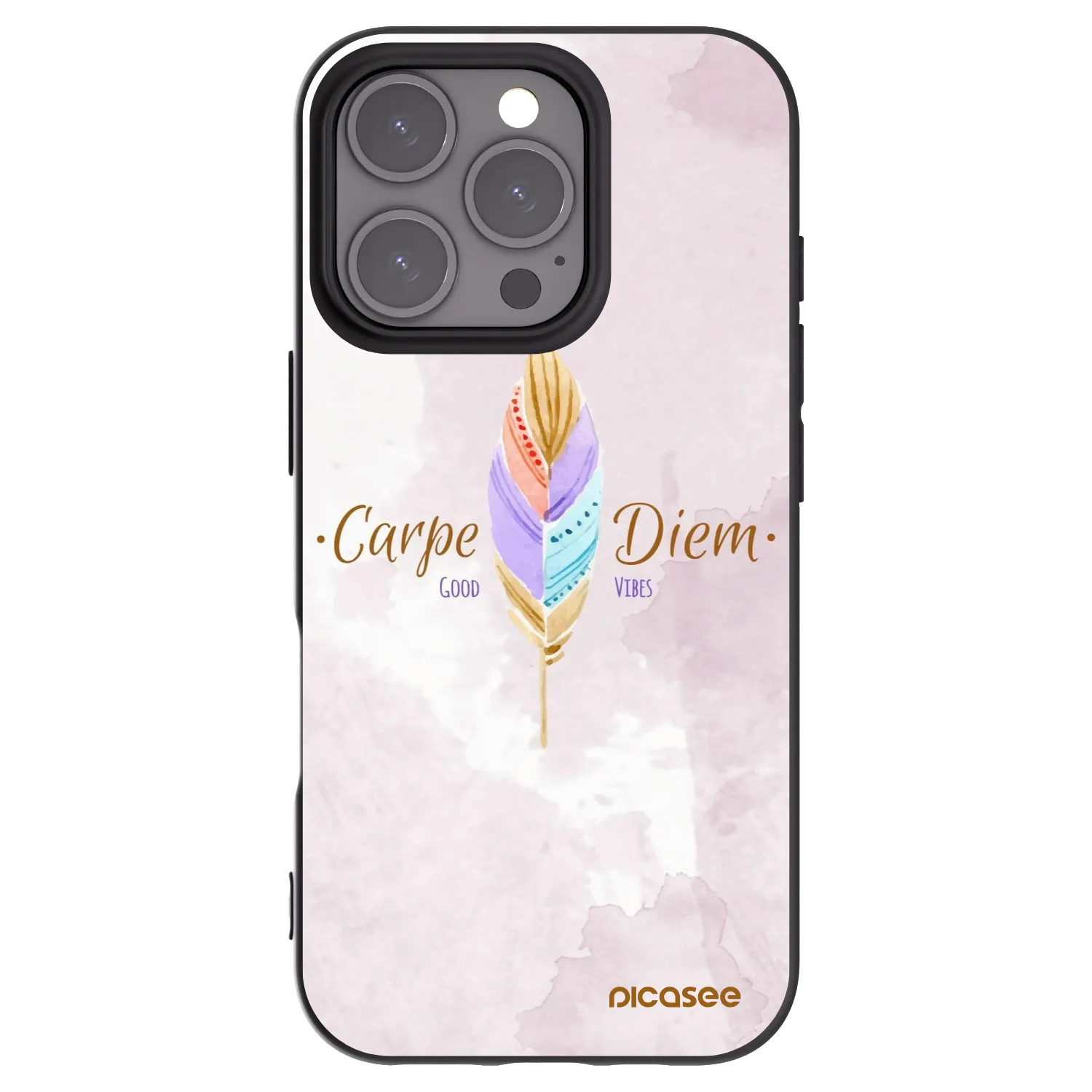 Picasee silikonowe czarne etui na Apple iPhone 16 Pro - Carpe Diem