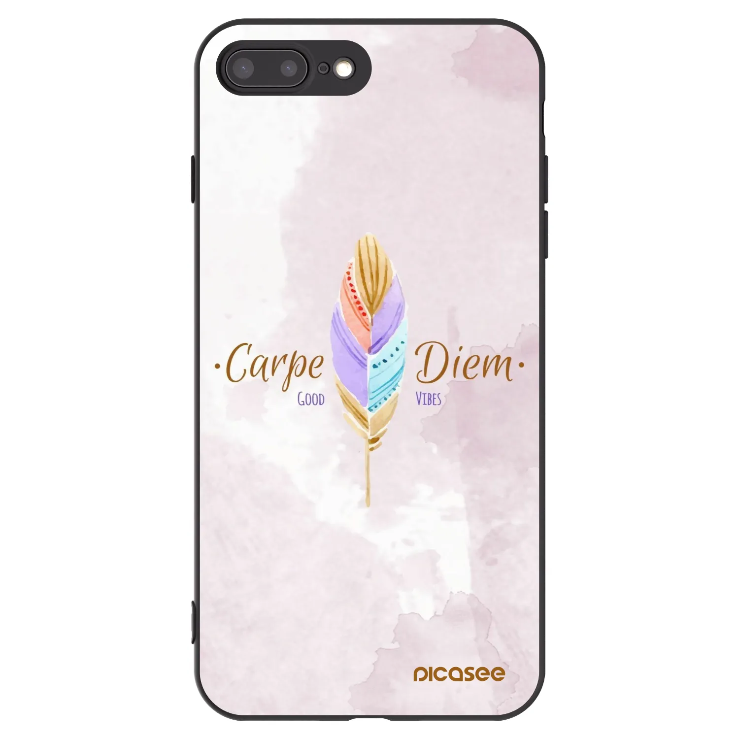 Picasee silikonowe czarne etui na Apple iPhone 8 Plus - Carpe Diem
