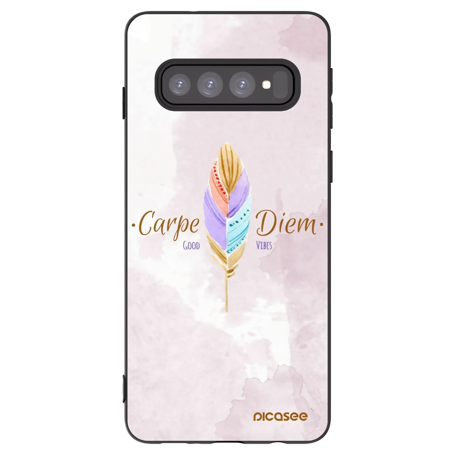 Picasee silikonowe czarne etui na Samsung Galaxy S10 G973 - Carpe Diem