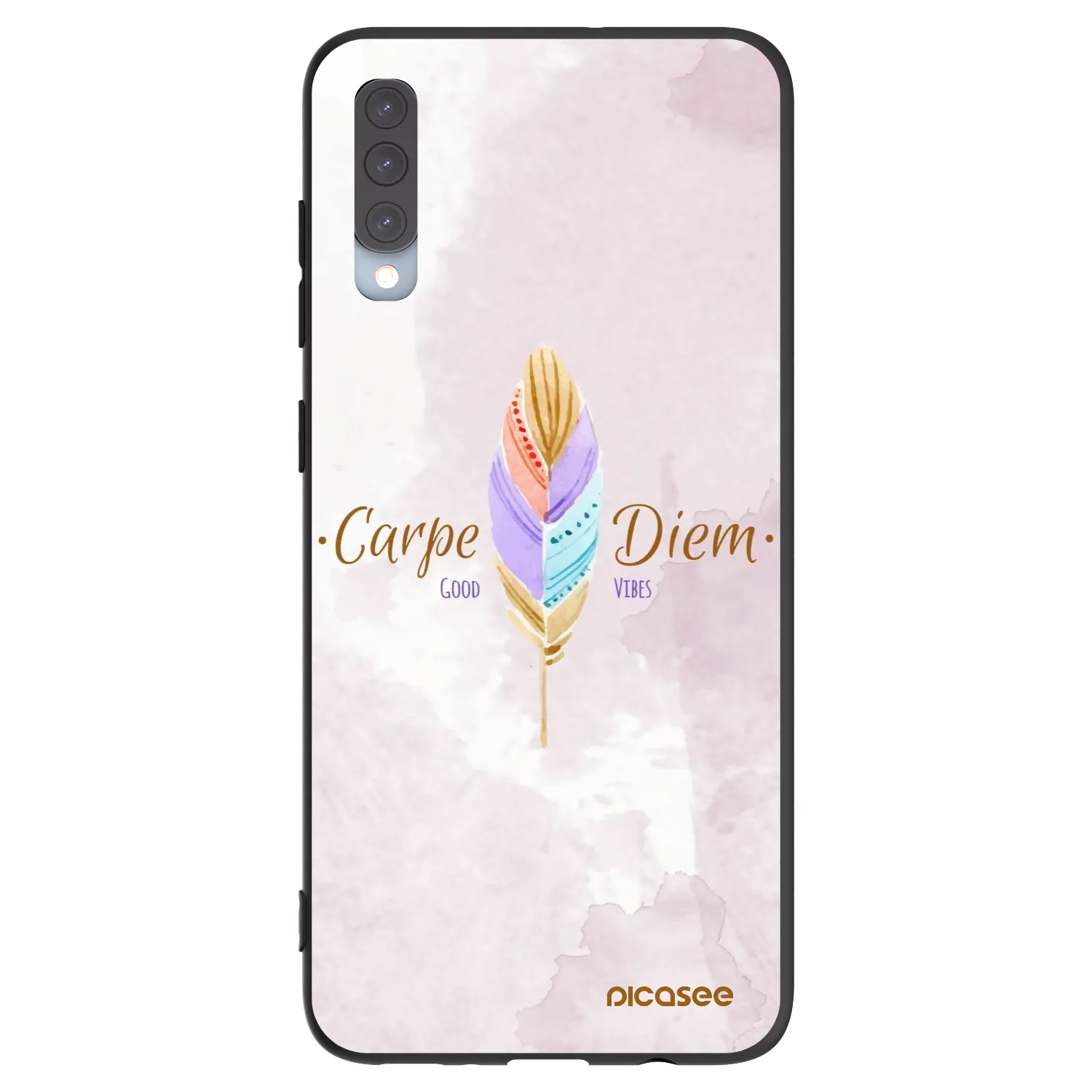 Picasee silikonowe czarne etui na Samsung Galaxy A70 A705F - Carpe Diem