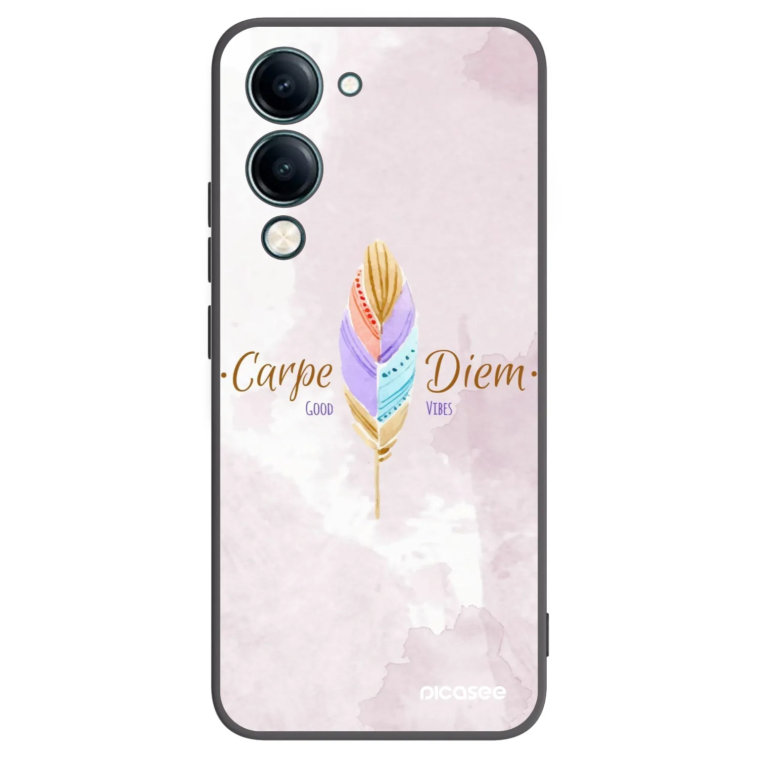 Picasee silikonowe czarne etui na Vivo Y29s 5G - Carpe Diem