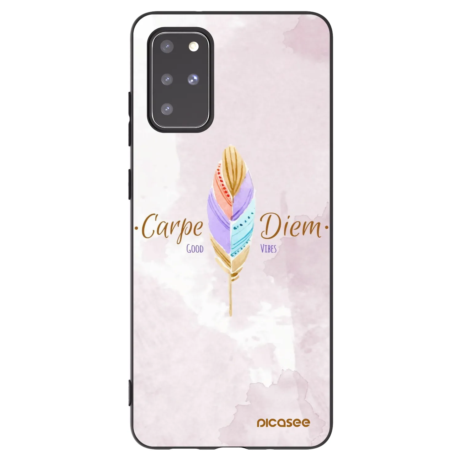 Picasee silikonowe czarne etui na Samsung Galaxy S20+ G985F - Carpe Diem
