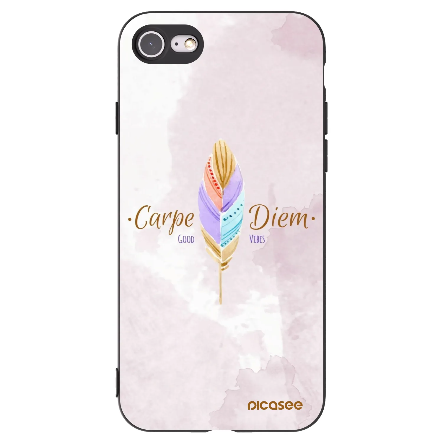 Picasee silikonowe czarne etui na Apple iPhone SE 2020 - Carpe Diem