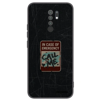 Picasee silikonowe czarne etui na Xiaomi Redmi 9 - EMERGENCY