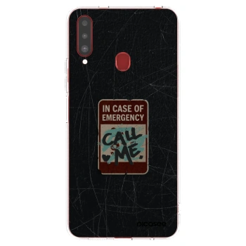 Picasee silikonowe przeźroczyste etui na Samsung Galaxy A20s - EMERGENCY