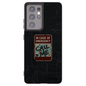 Picasee silikonowe czarne etui na Samsung Galaxy S21 Ultra 5G G998B - EMERGENCY