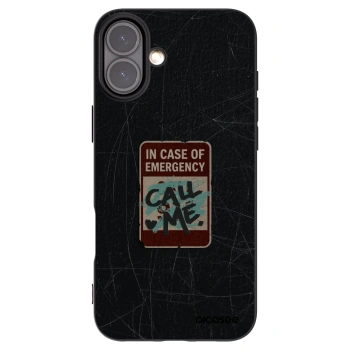 Picasee silikonowe czarne etui na Apple iPhone 16 Plus - EMERGENCY