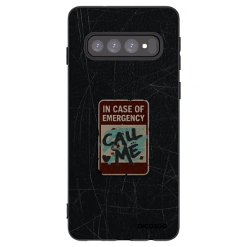 Picasee silikonowe czarne etui na Samsung Galaxy S10 G973 - EMERGENCY