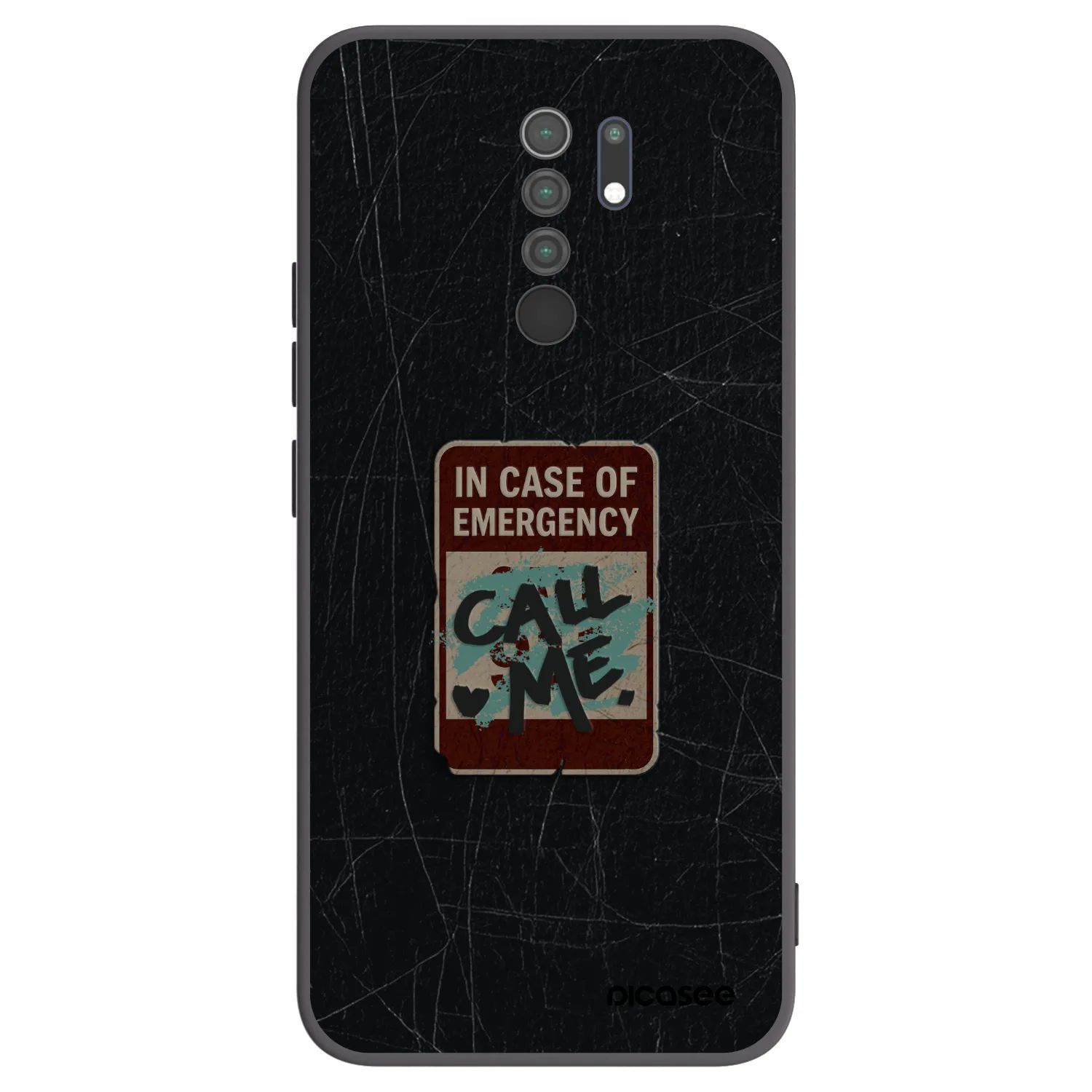 Picasee silikonowe czarne etui na Xiaomi Redmi 9 - EMERGENCY