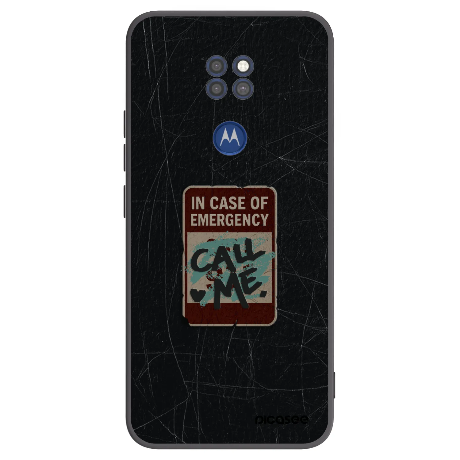 Picasee silikonowe czarne etui na Motorola Moto G9 Play - EMERGENCY
