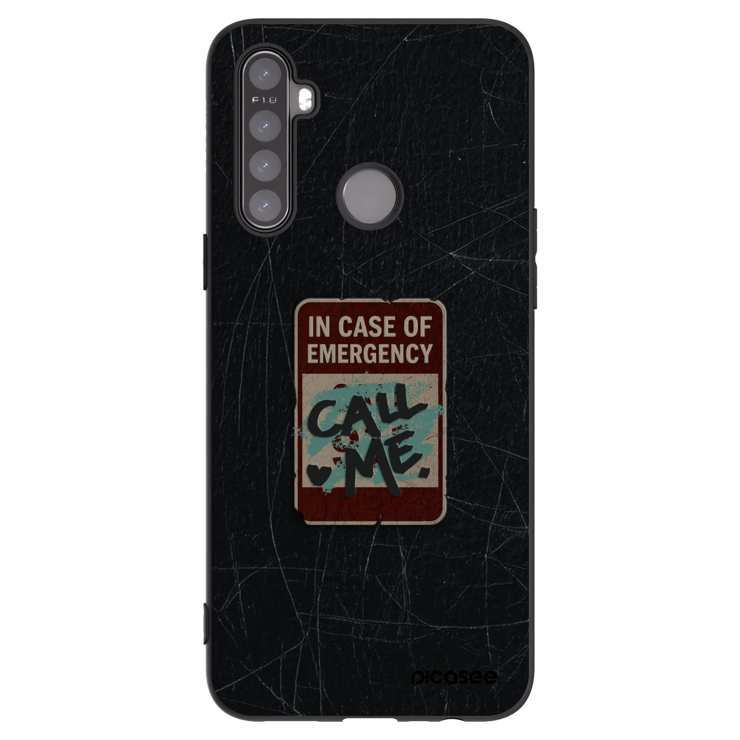 Picasee silikonowe czarne etui na Realme 5 - EMERGENCY