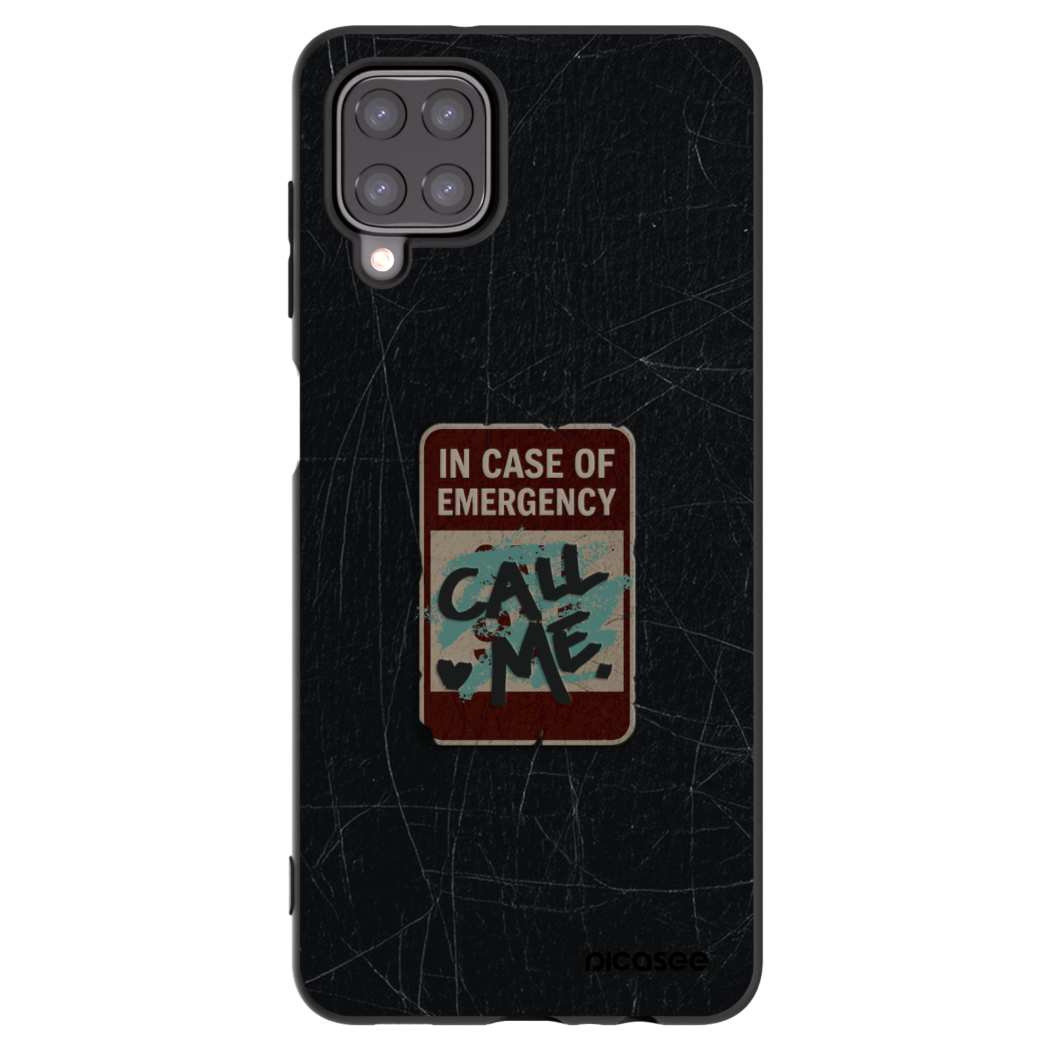 Picasee silikonowe czarne etui na Samsung Galaxy A12 A125F - EMERGENCY