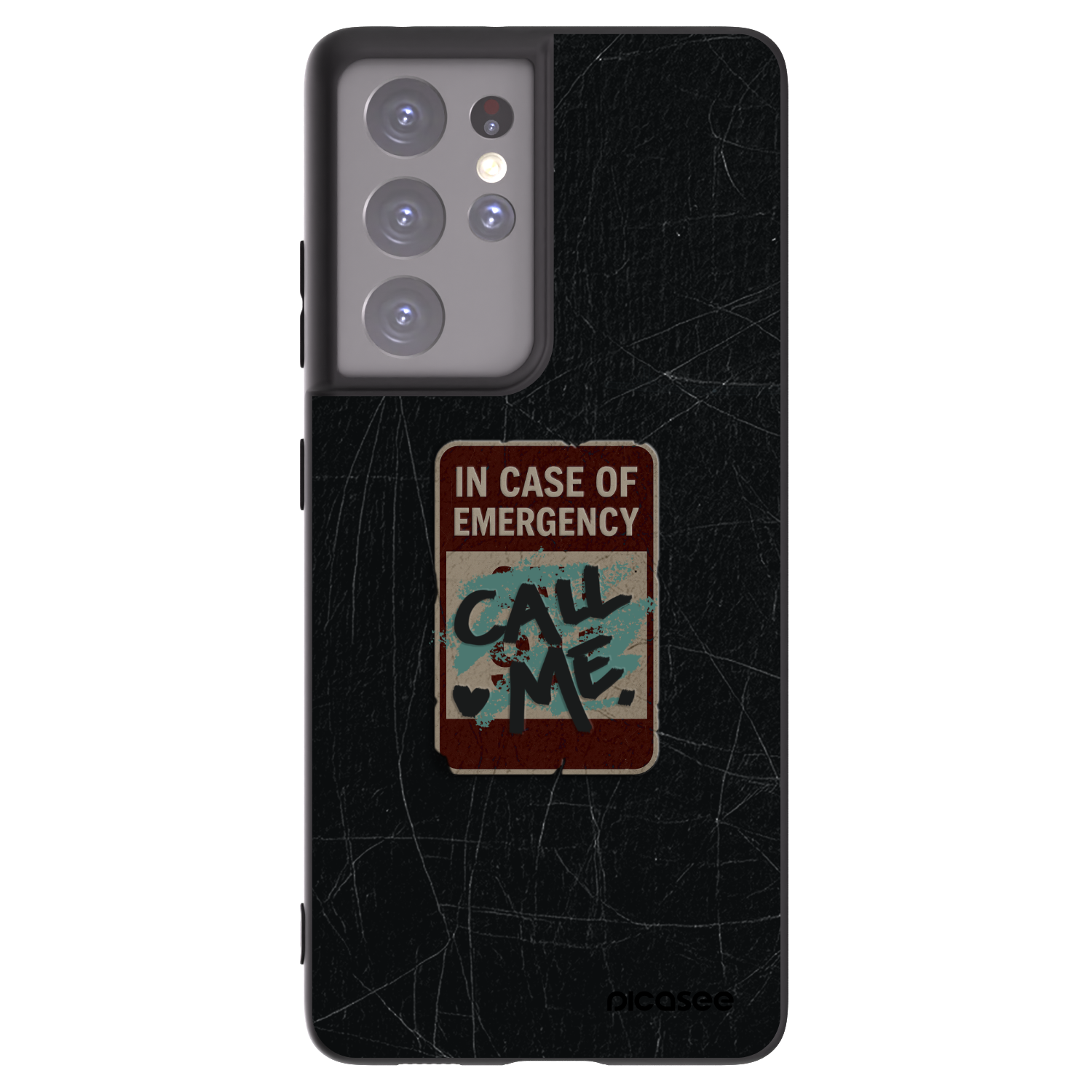Picasee silikonowe czarne etui na Samsung Galaxy S21 Ultra 5G G998B - EMERGENCY