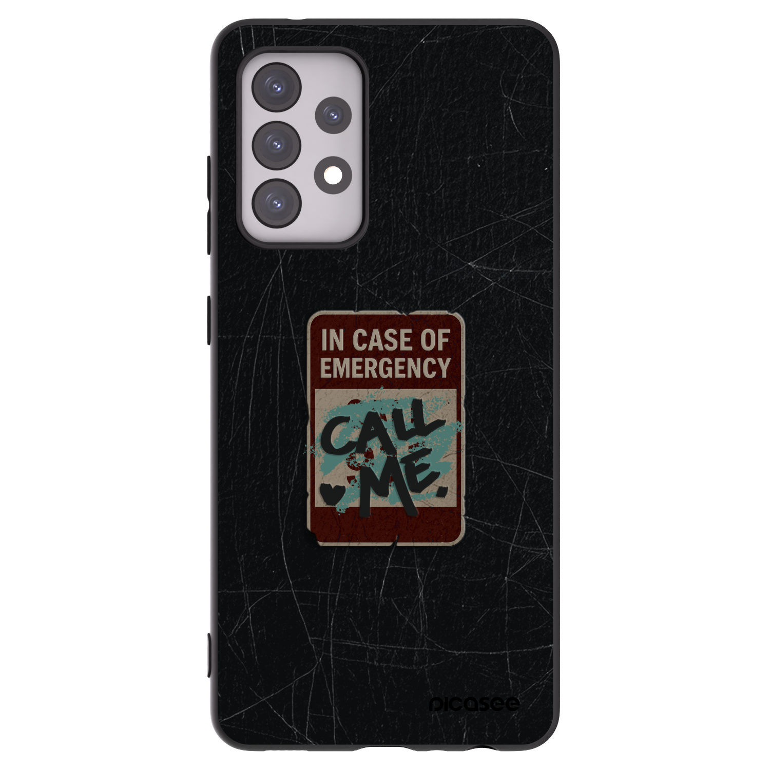 Picasee silikonowe czarne etui na Samsung Galaxy A52 5G A525F - EMERGENCY
