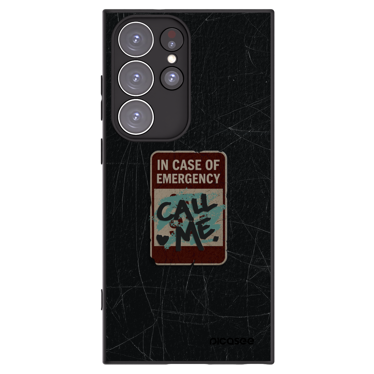Picasee silikonowe czarne etui na Samsung Galaxy S23 Ultra 5G - EMERGENCY