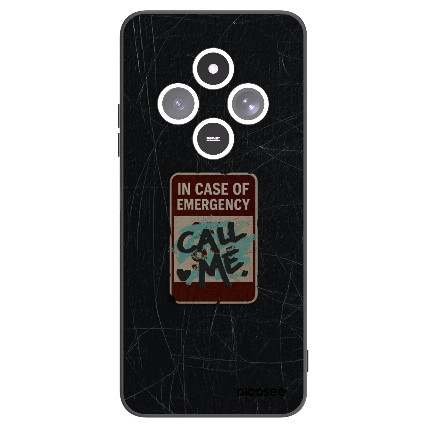 Picasee silikonowe czarne etui na Xiaomi Redmi 14C - EMERGENCY