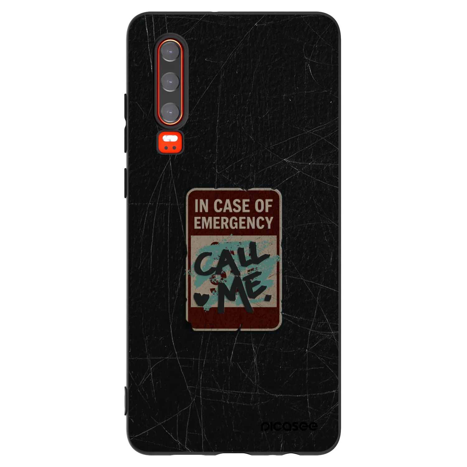 Picasee silikonowe czarne etui na Huawei P30 - EMERGENCY