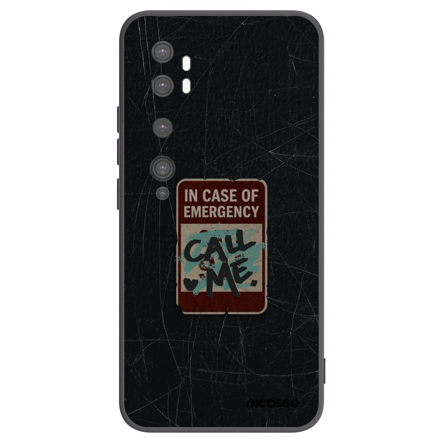 Picasee silikonowe czarne etui na Xiaomi Mi Note 10 (Pro) - EMERGENCY