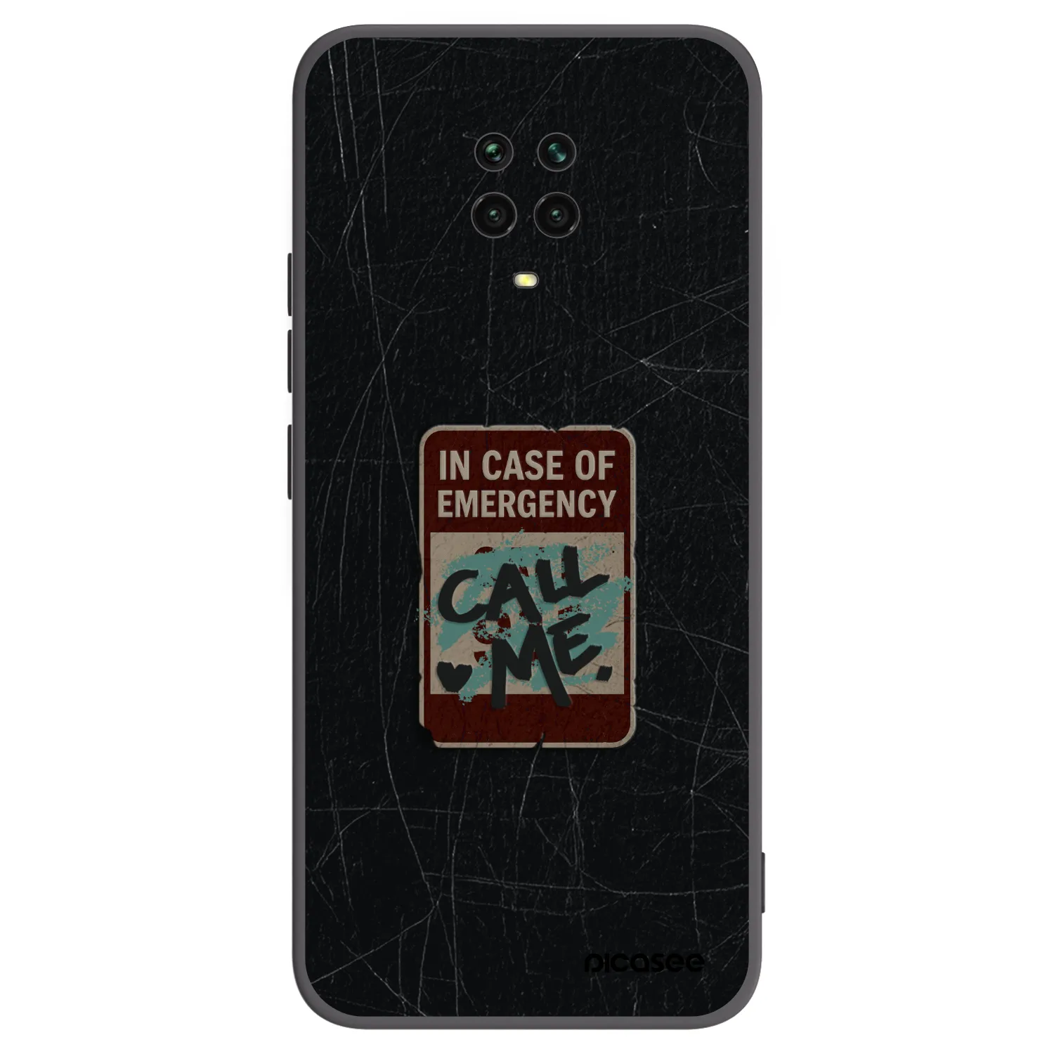 Picasee silikonowe czarne etui na Xiaomi Redmi Note 9 Pro - EMERGENCY