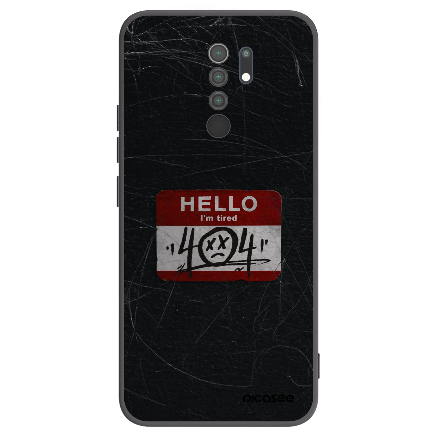 Picasee silikonowe czarne etui na Xiaomi Redmi 9 - HELLO 404