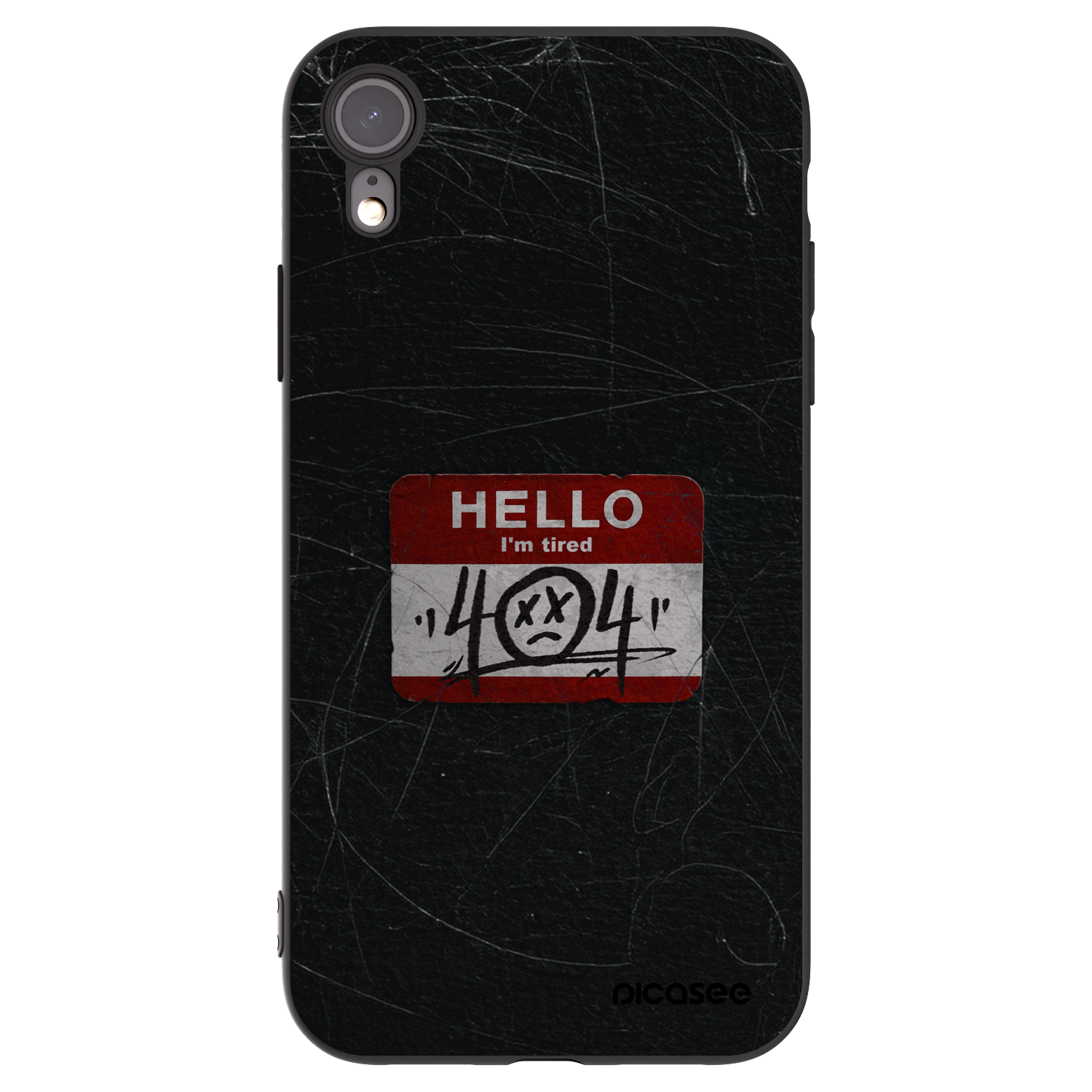 Picasee silikonowe czarne etui na Apple iPhone XR - HELLO 404