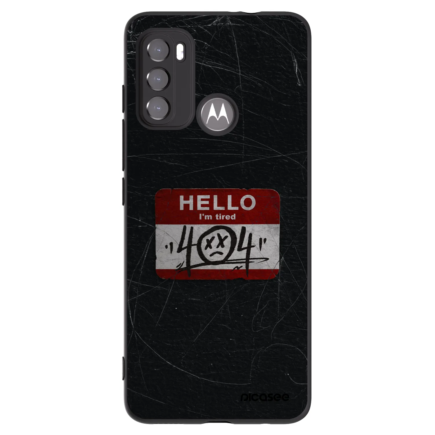 Picasee silikonowe czarne etui na Motorola Moto G60 - HELLO 404