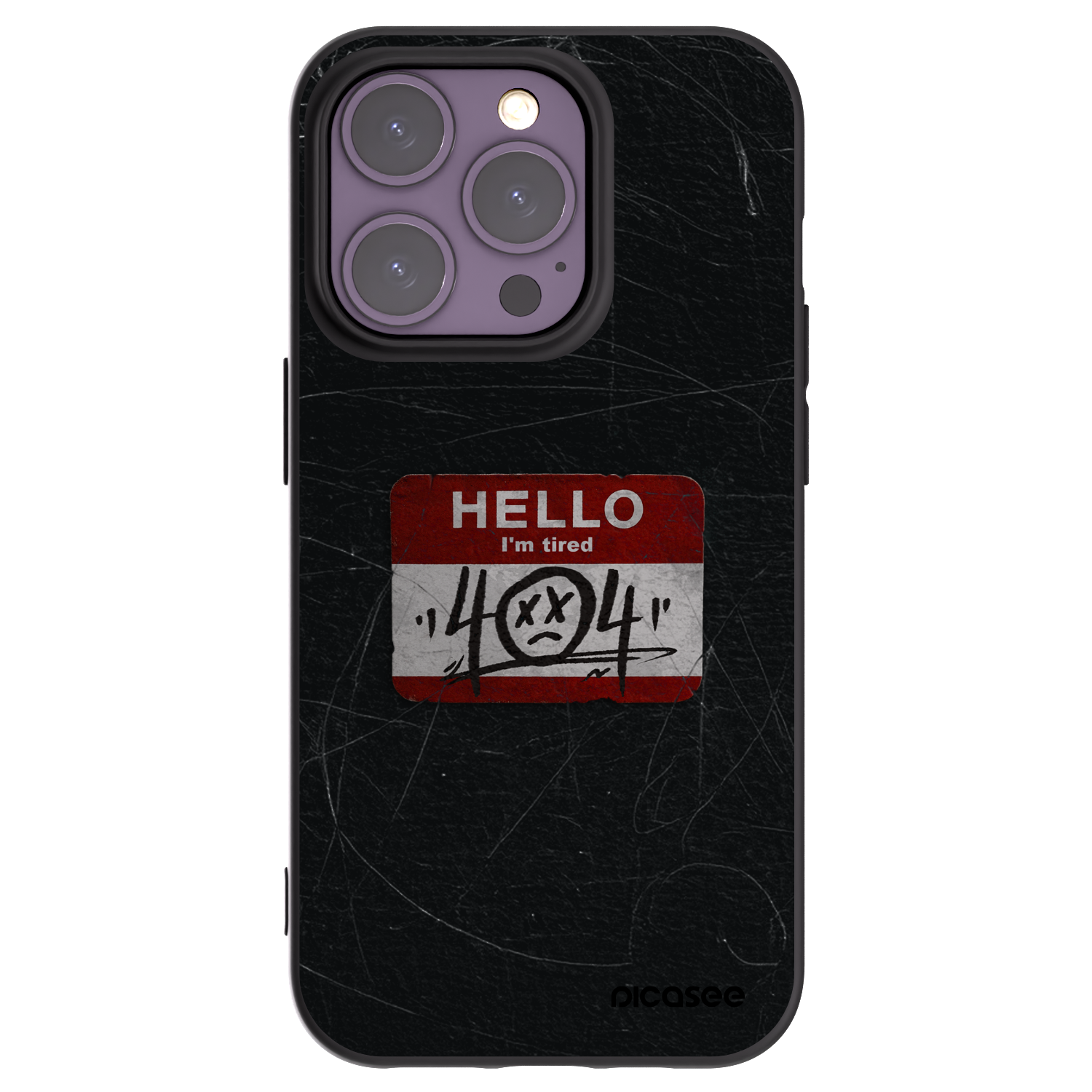 Picasee silikonowe czarne etui na Apple iPhone 14 Pro - HELLO 404