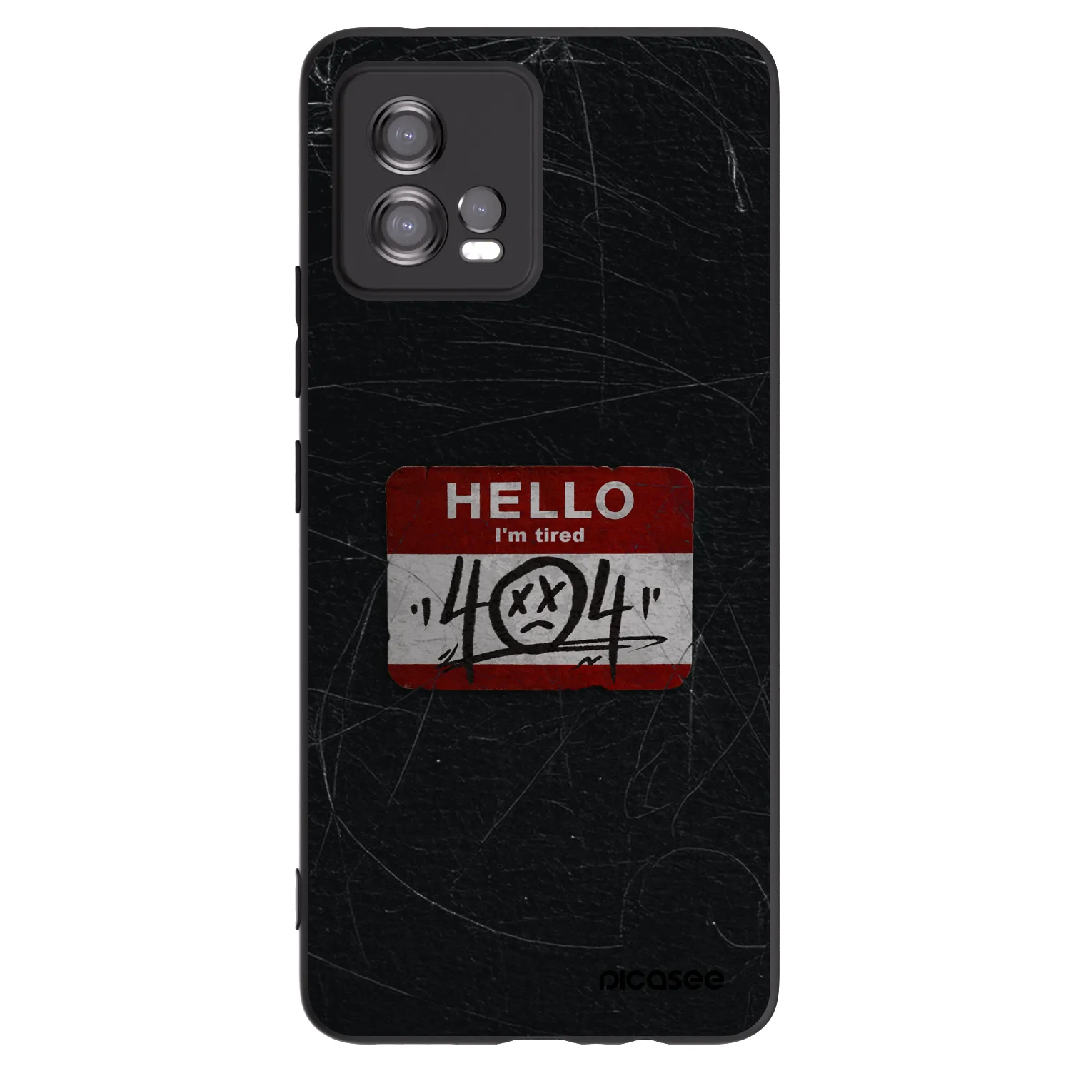 Picasee silikonowe czarne etui na Motorola Moto G72 - HELLO 404