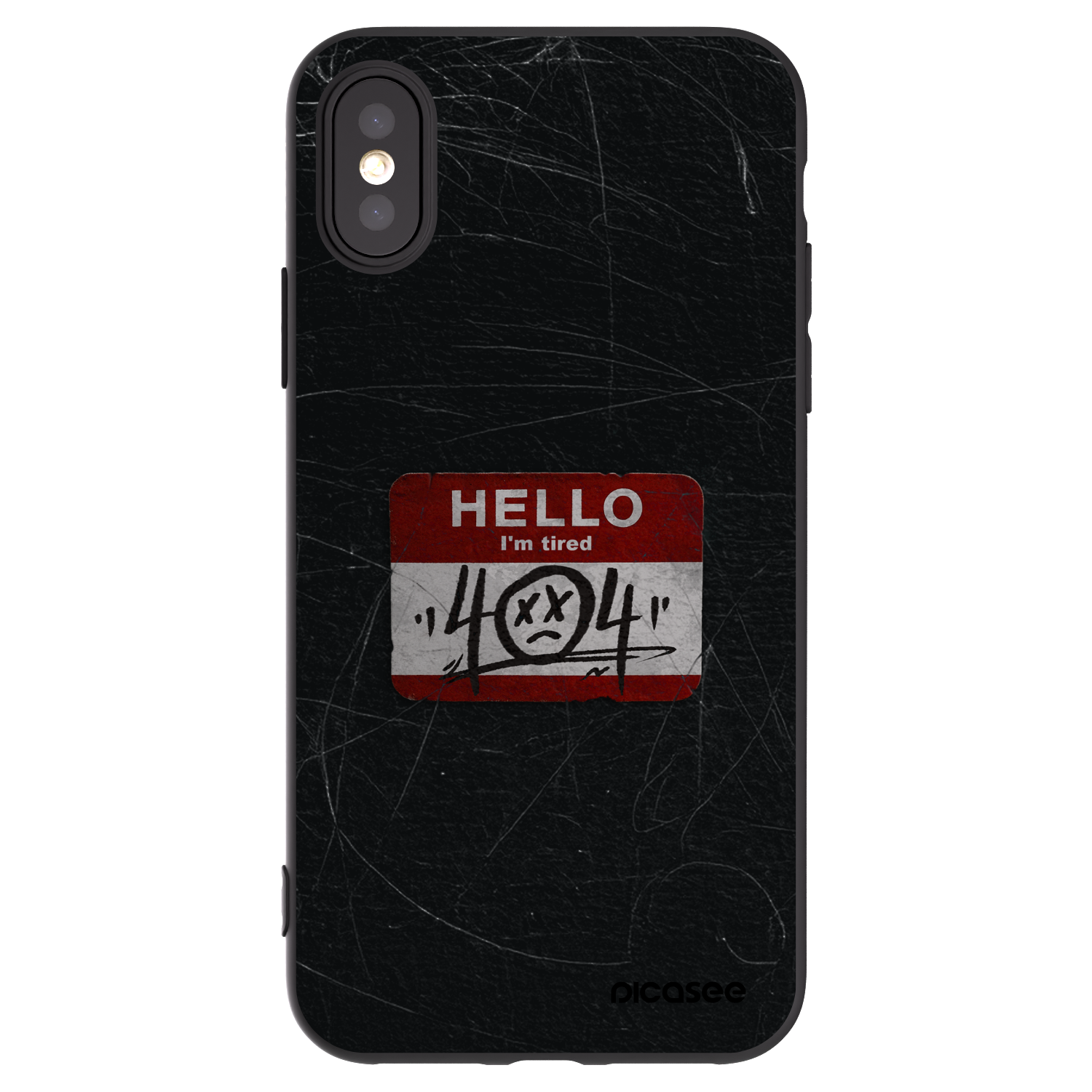 Picasee silikonowe czarne etui na Apple iPhone X/XS - HELLO 404