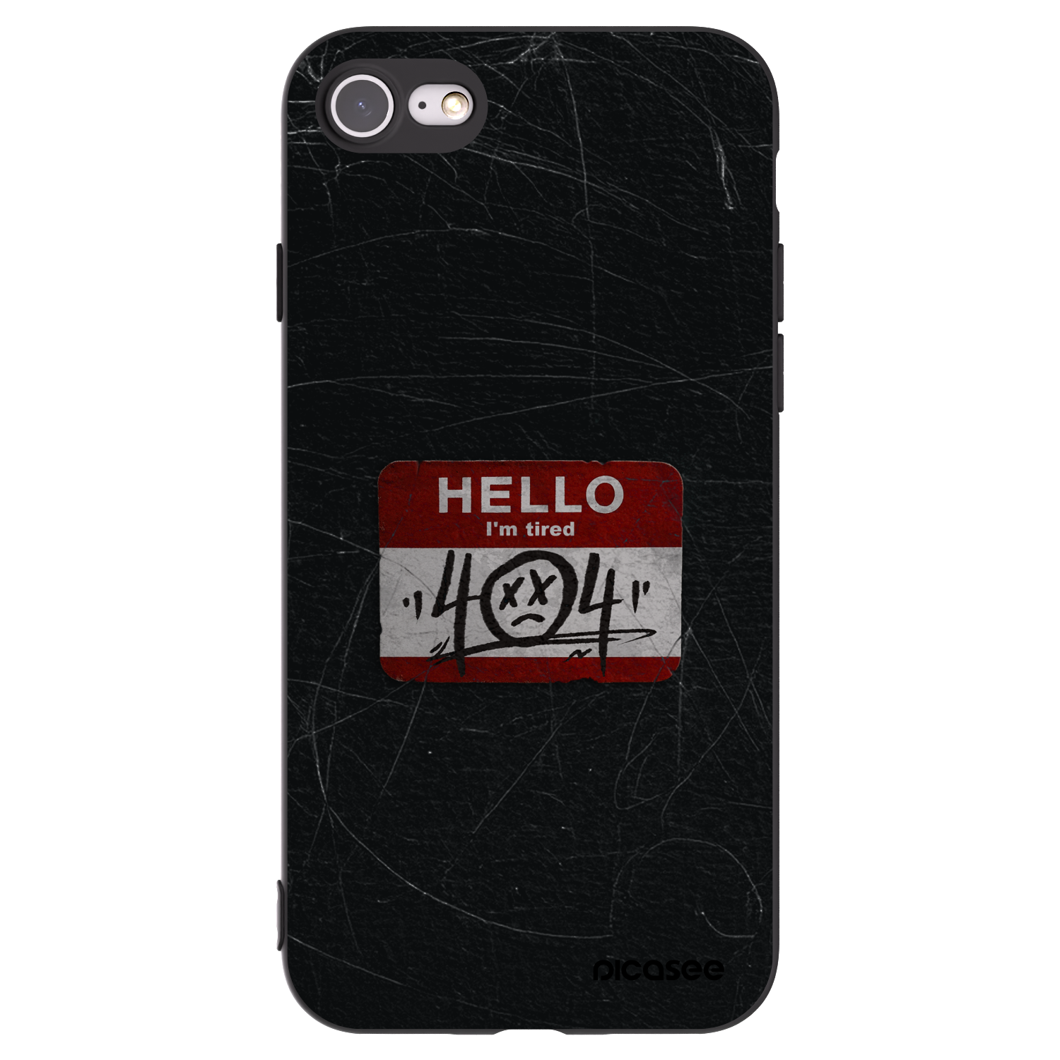 Picasee silikonowe czarne etui na Apple iPhone 8 - HELLO 404