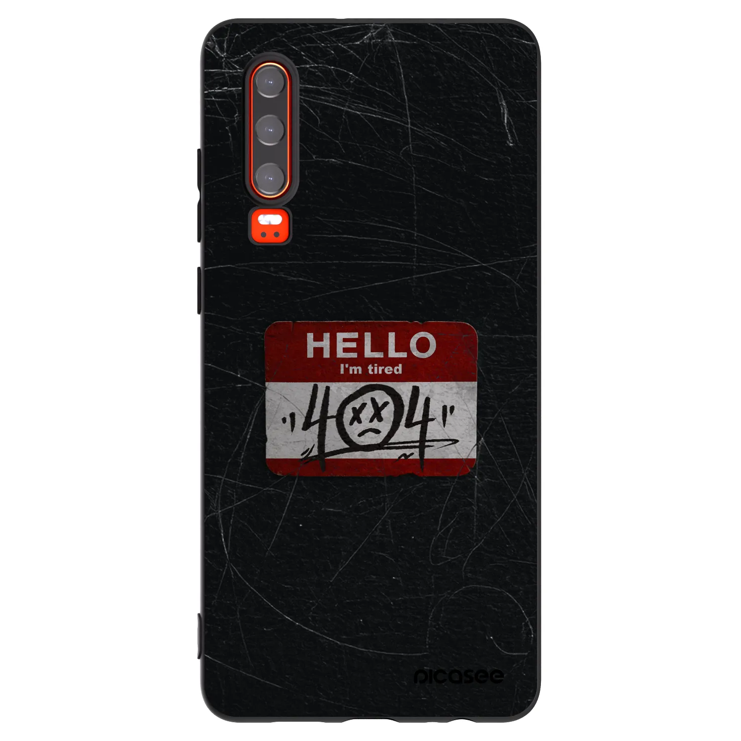 Picasee silikonowe czarne etui na Huawei P30 - HELLO 404