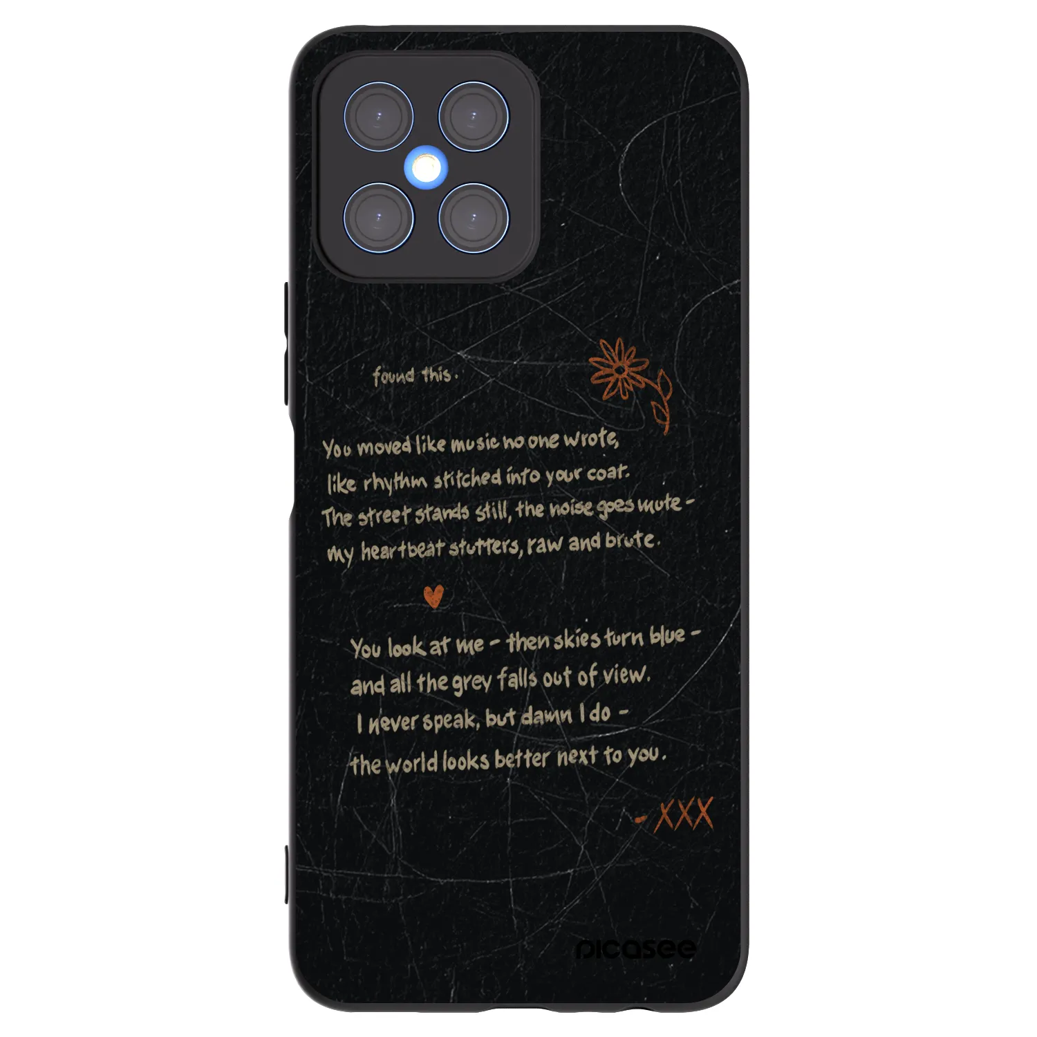 Picasee silikonowe czarne etui na Honor X8 4G - POET