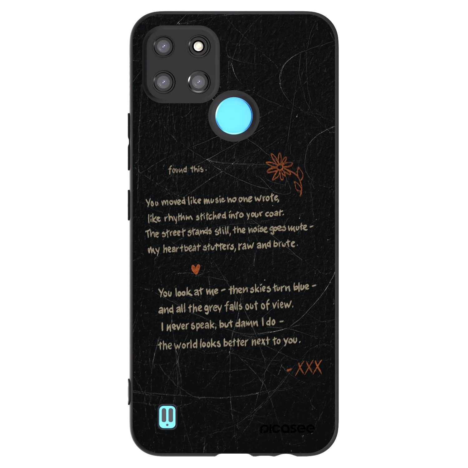 Picasee silikonowe czarne etui na Realme C21Y - POET