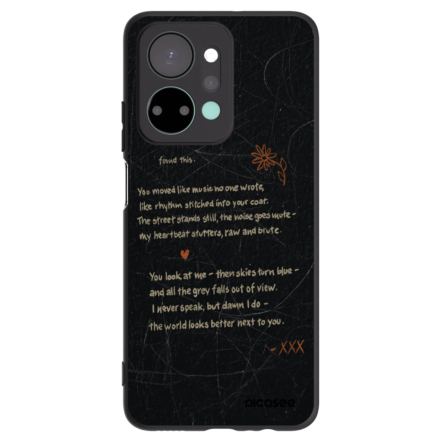 Picasee silikonowe czarne etui na Honor X7a - POET