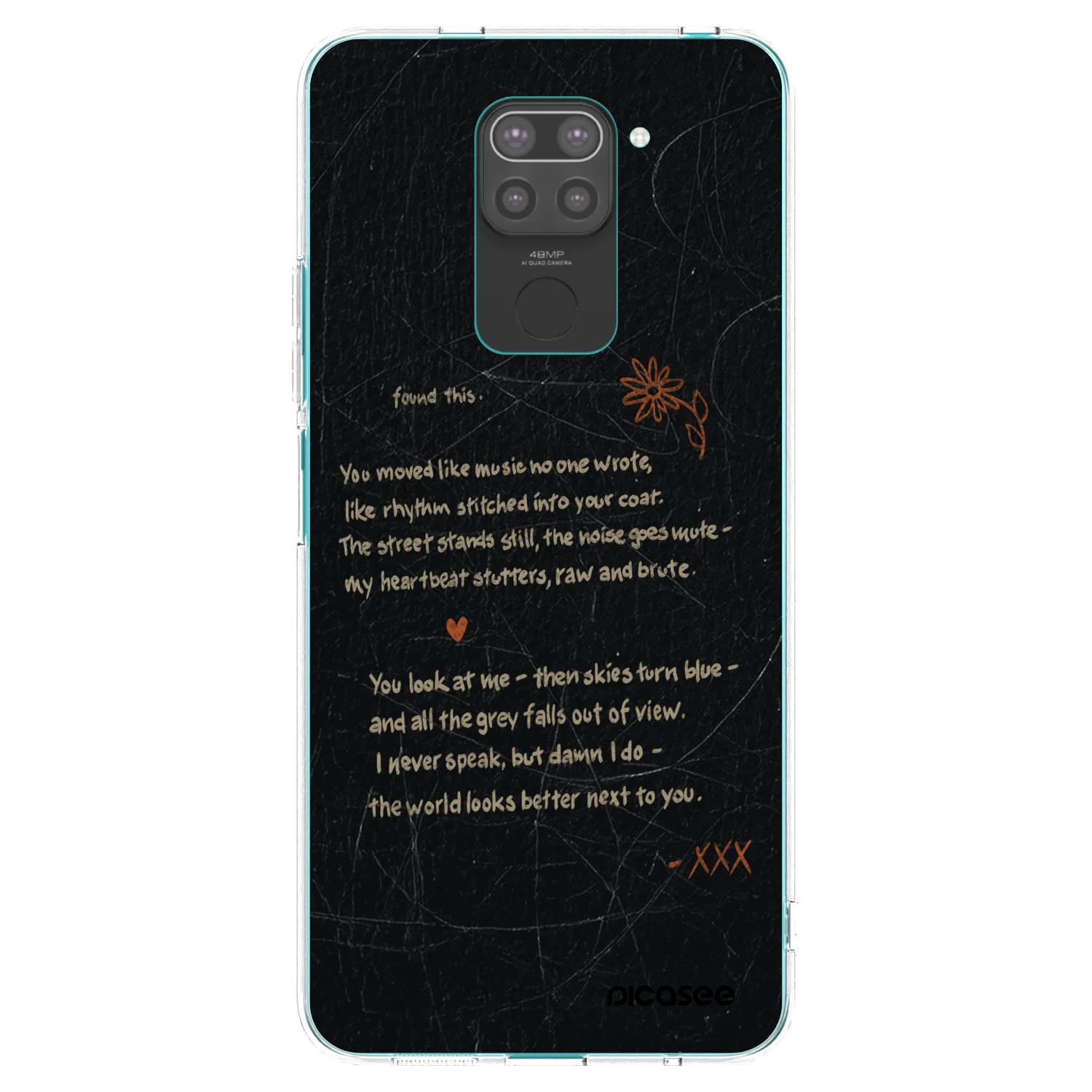 Picasee silikonowe czarne etui na Xiaomi Redmi Note 9 - POET