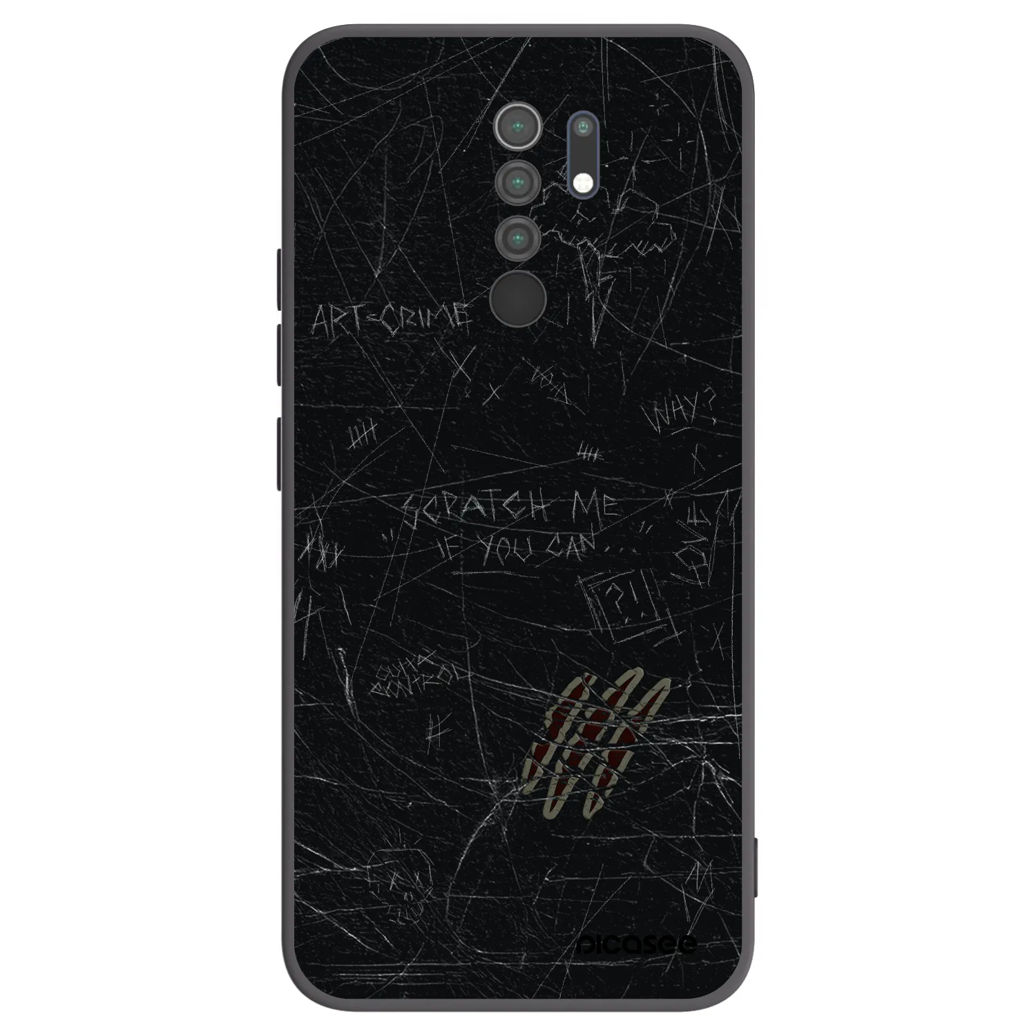 Picasee silikonowe czarne etui na Xiaomi Redmi 9 - SCRATCH