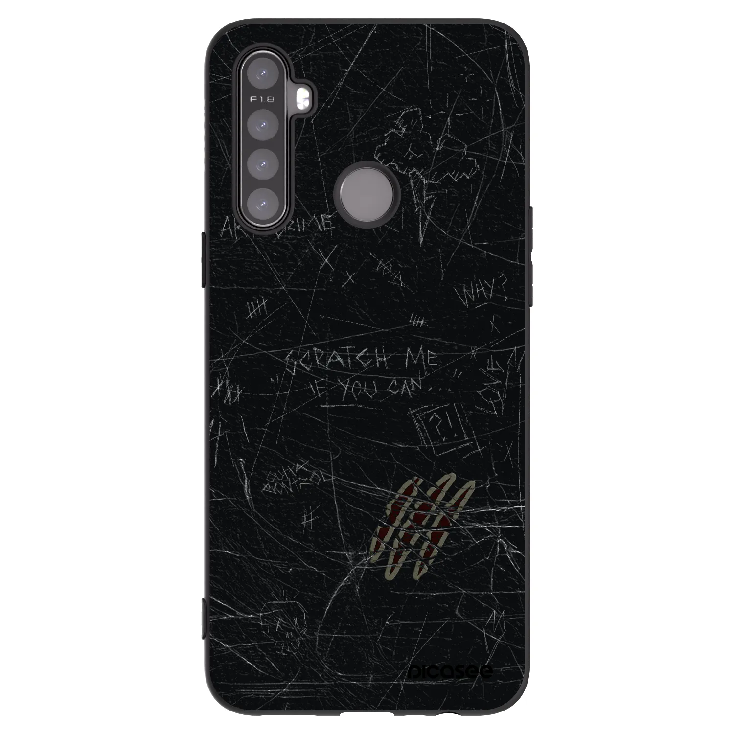 Picasee silikonowe czarne etui na Realme 5 - SCRATCH