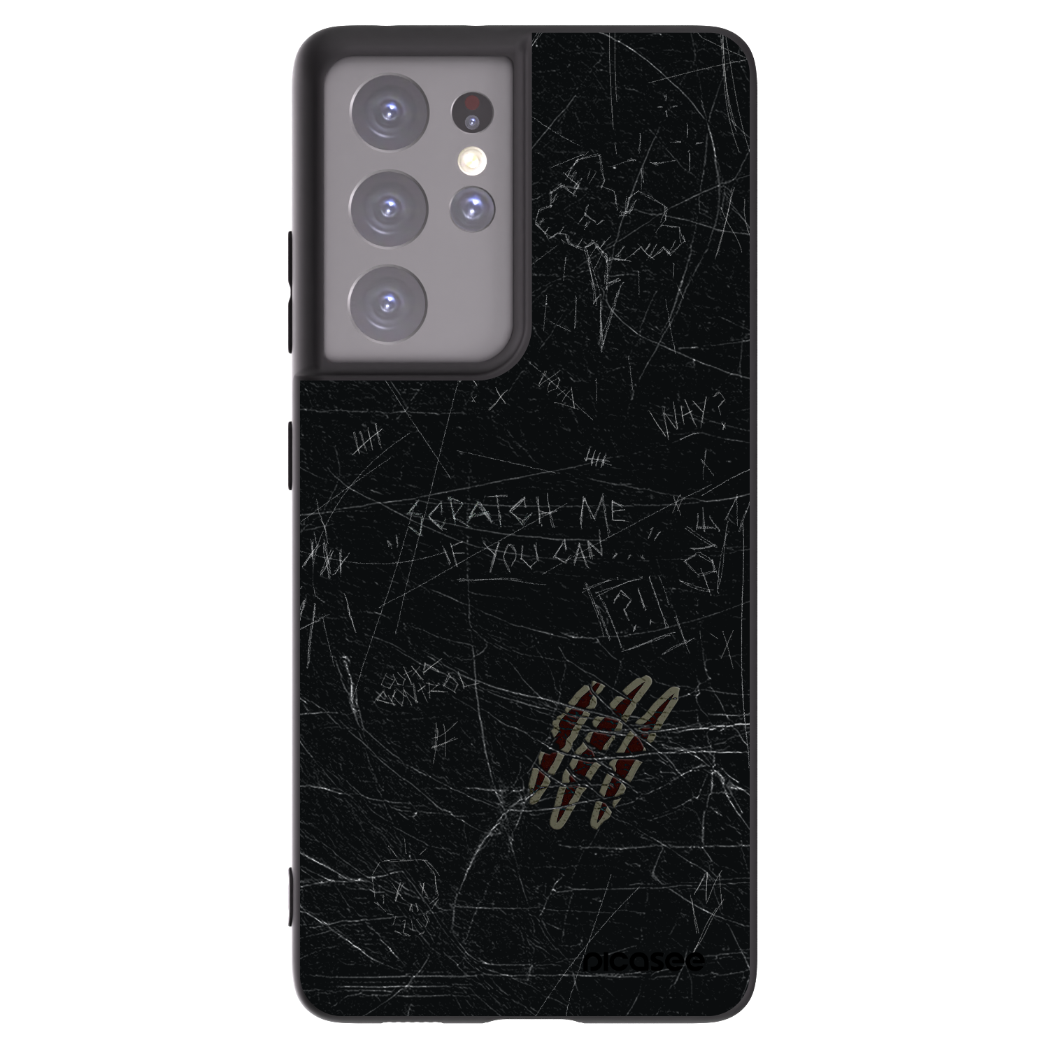 Picasee silikonowe czarne etui na Samsung Galaxy S21 Ultra 5G G998B - SCRATCH
