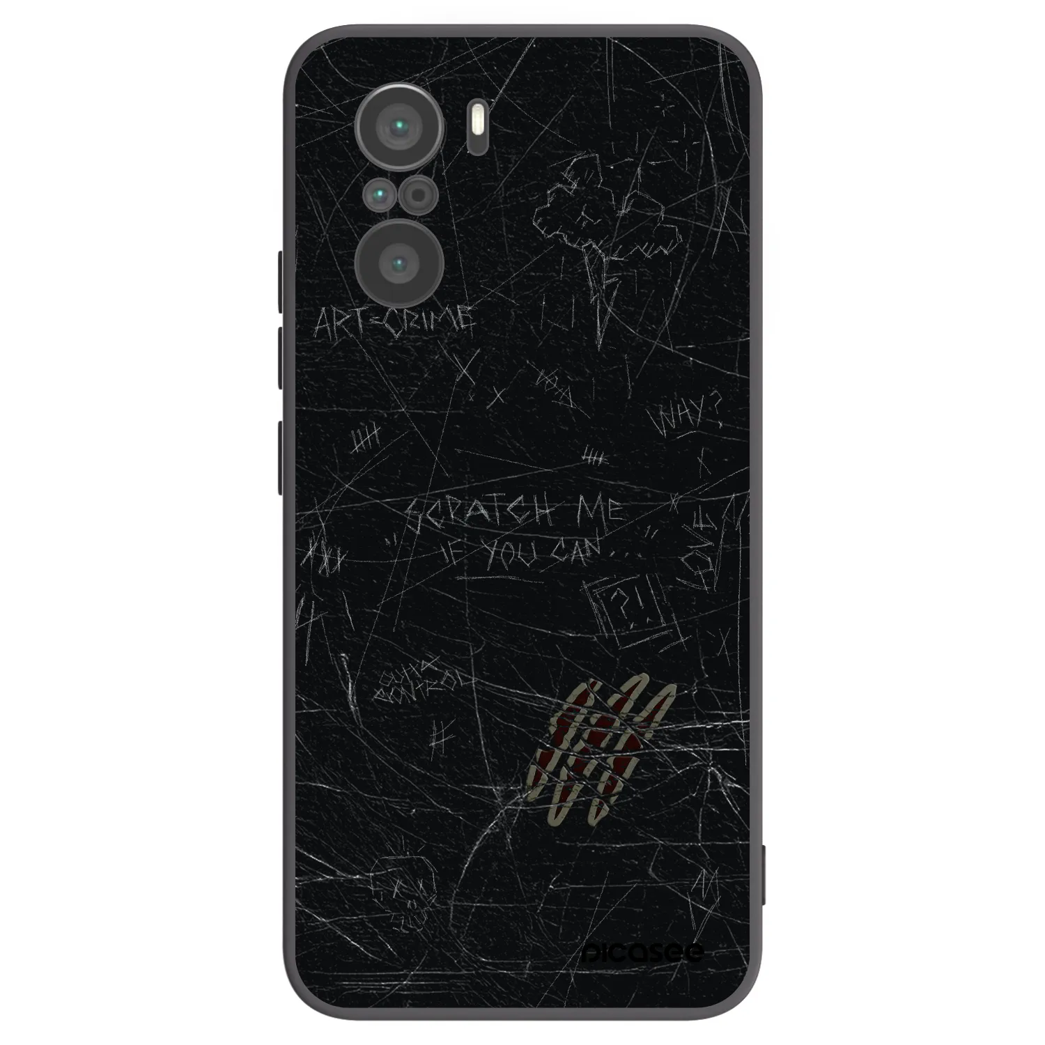 Picasee silikonowe czarne etui na Xiaomi Poco F3 - SCRATCH