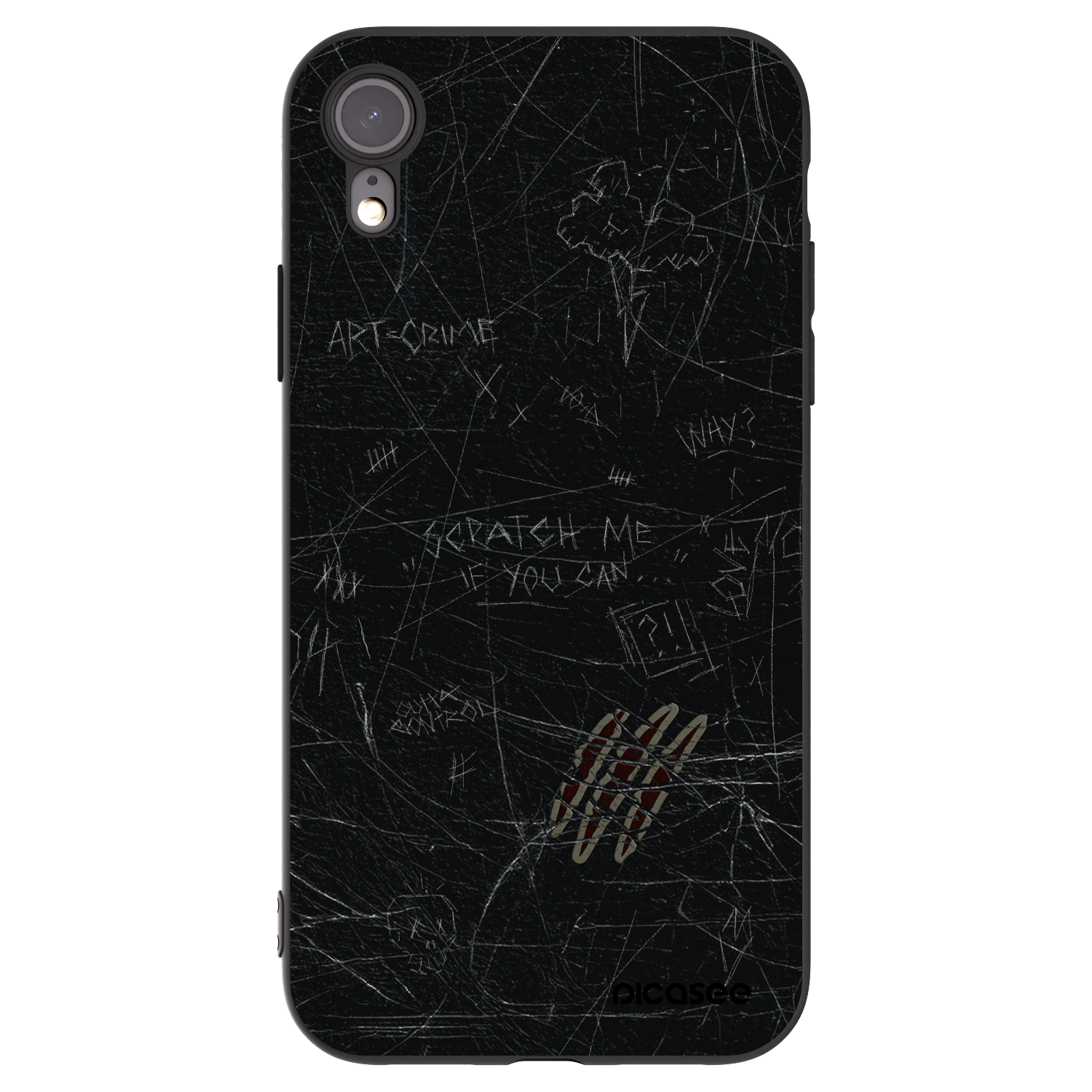Picasee silikonowe czarne etui na Apple iPhone XR - SCRATCH