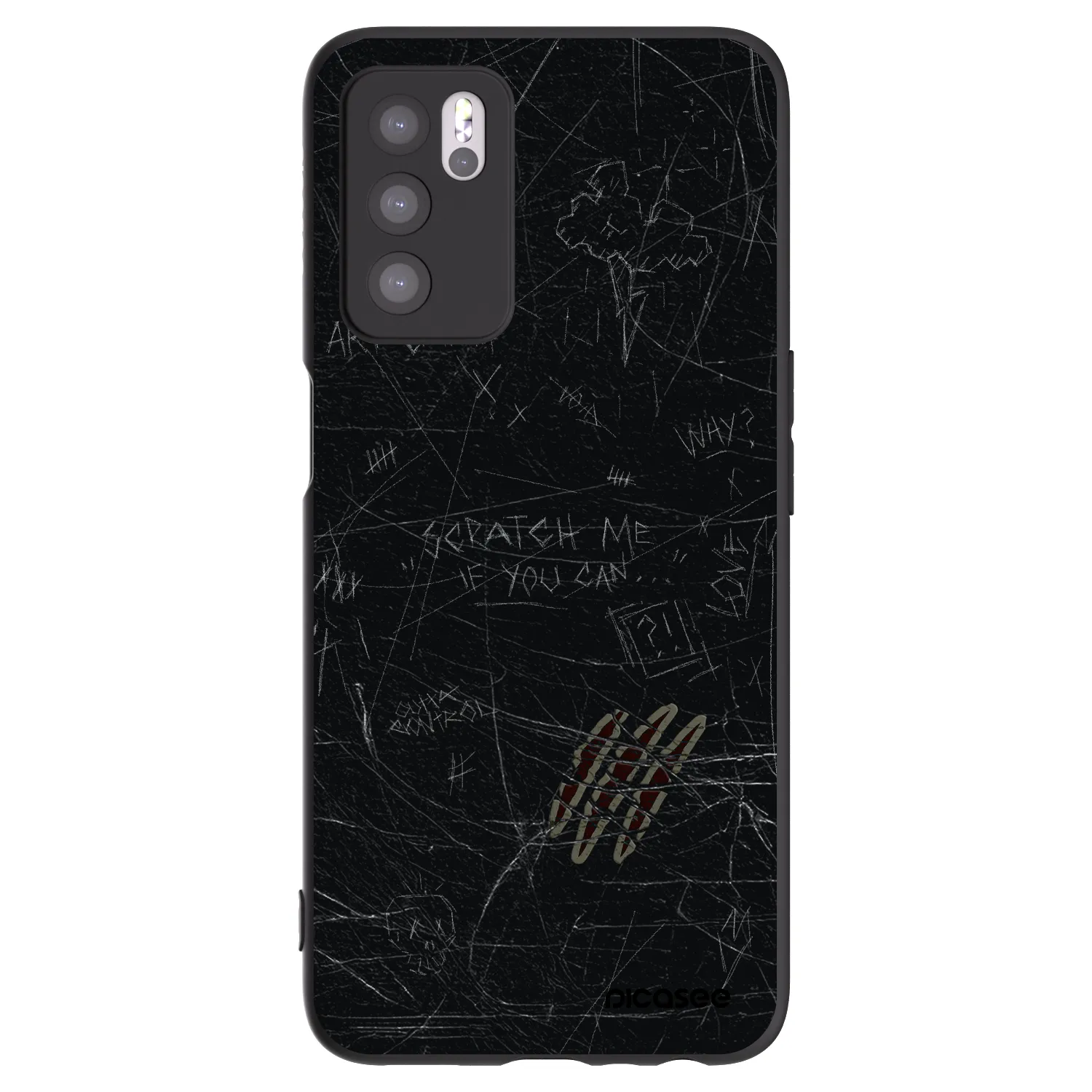 Picasee silikonowe czarne etui na OPPO A16 - SCRATCH