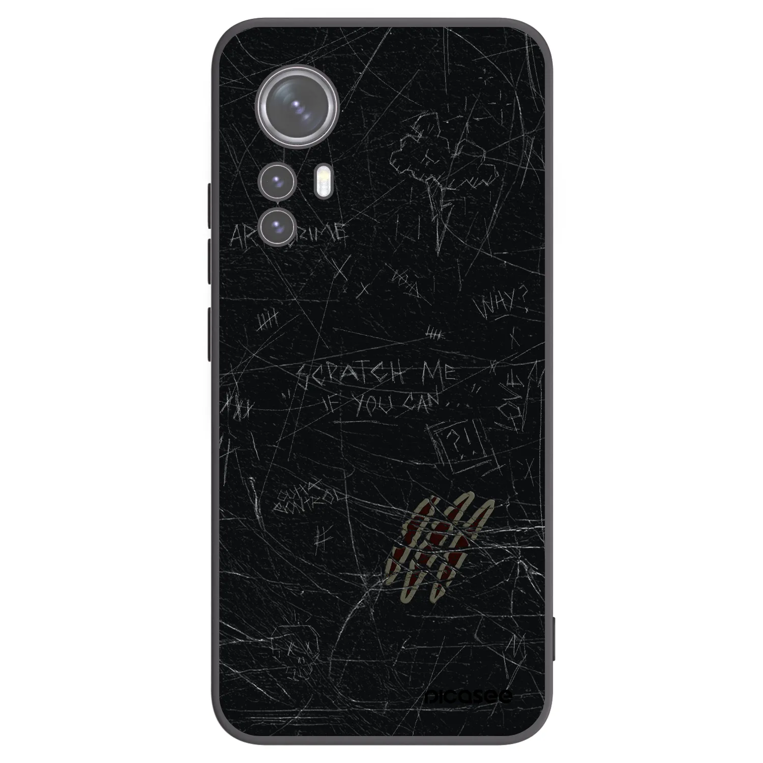 Picasee silikonowe czarne etui na Xiaomi 12X - SCRATCH