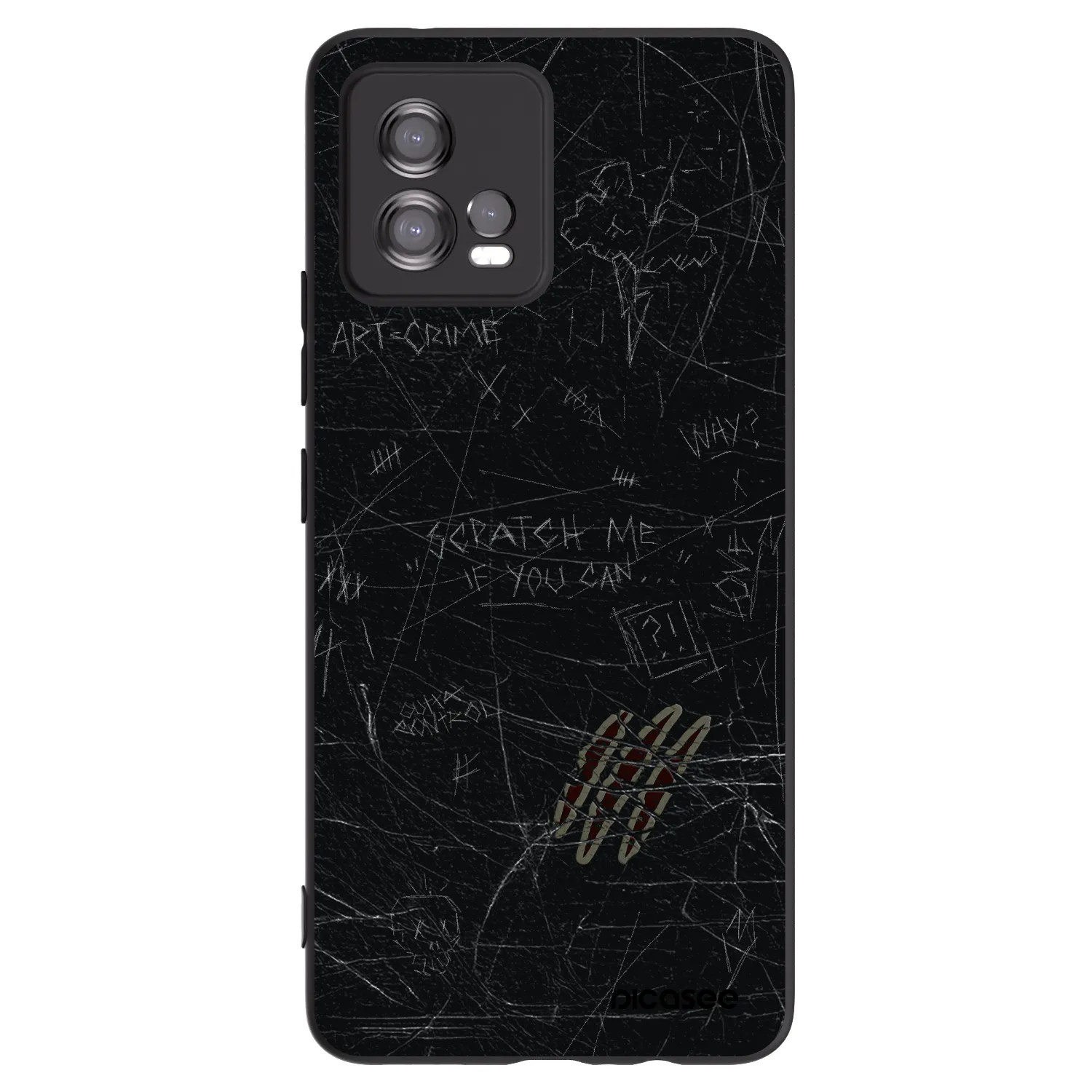 Picasee silikonowe czarne etui na Motorola Moto G72 - SCRATCH