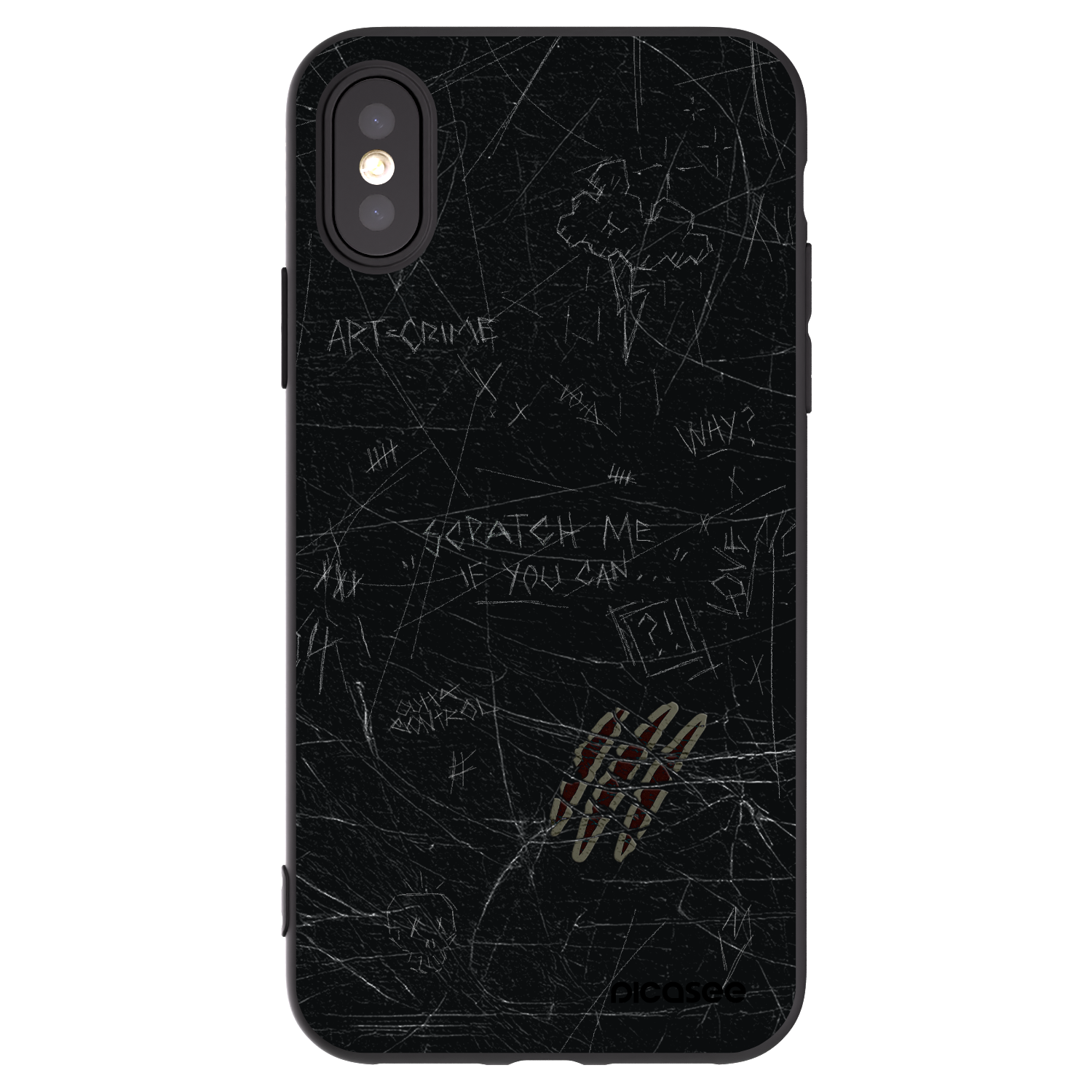 Picasee silikonowe czarne etui na Apple iPhone X/XS - SCRATCH