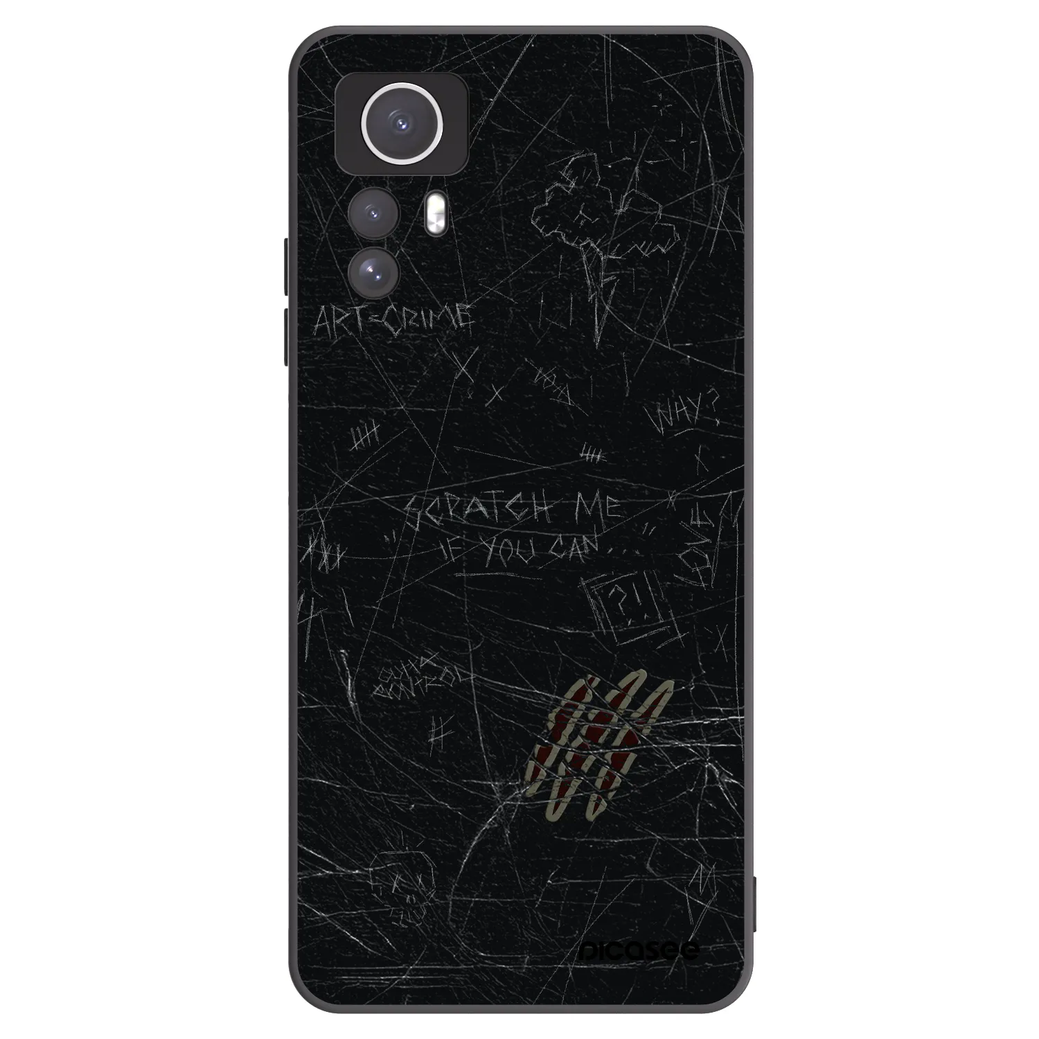 Picasee silikonowe czarne etui na Xiaomi Redmi Note 12S - SCRATCH